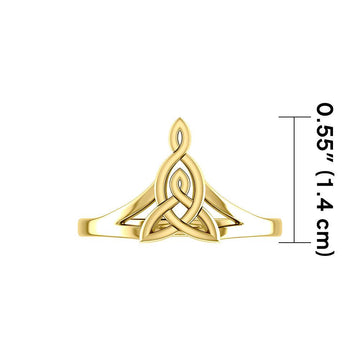 Celtic Motherhood Triquetra or Trinity Knot 14 K Solid Gold Ring GRI2262 - Jewelry